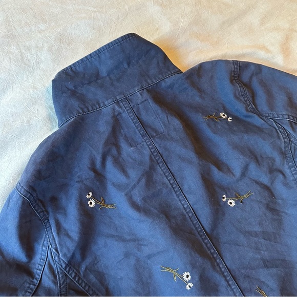 Madewell navy surplus passage jacket with embroidered daisies size small - Picture 7 of 10